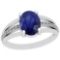 2.61 Ctw VS/SI1 Blue Sapphire And Diamond Platinum Vintage Style Ring