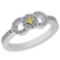 0.35 Ctw Treated Fancy Yellow Diamond And White Diamond I2/I3 14K White Gold Ring