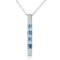0.35 Carat 14K Solid White Gold Necklace Bar Natural Blue Topaz