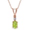 14K Solid Rose Gold Necklace withNatural Diamond & Peridot