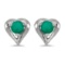 Certified 14k White Gold Round Emerald Heart Earrings