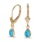 Certified 14k Yellow Gold Pear Blue Topaz Bezel Lever-back Earrings