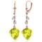 21.52 Carat 14K Solid Rose Gold Diamond Spiral Lemon Quartz Earrings