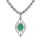 9.00 Ctw SI2/I1 Emerald And Diamond 14K White Gold Necklace