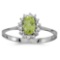 Certified 14k White Gold Oval Peridot And Diamond Ring