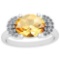2.85 Ctw I2/I3 Citrine And Diamond 10K White Gold Vintage Style Ring