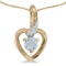 Certified 10k Yellow Gold Round Aquamarine And Diamond Heart Pendant