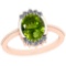 2.64 Ctw I2/I3 Peridot And Diamond 10K Rose Gold Vintage Style Ring