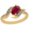 Certified 0.93 Ctw VS/SI1 Ruby And Diamond 14K Yellow Gold Vintage Style Ring