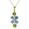 3.15 CTW 14K Solid Gold High Standards Blue Topaz Peridot Necklace