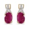 Certified 14k Yellow Gold Oval Ruby And Diamond Earrings