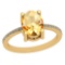2.10 Ctw Citrine And Diamond I2/I310K Yellow Gold Vintage Style Ring