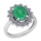 3.28 Ctw VS/SI1 Emerald And Diamond 14K White Gold Vintage Style Ring