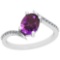 Certified 0.84 Ctw I2/I3 Amethyst And Diamond 14K White Gold Vintage Style Ring