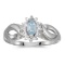 Certified 10k White Gold Marquise Aquamarine And Diamond Ring 0.18 CTW