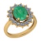 3.28 Ctw VS/SI1 Emerald And Diamond 14K Yellow Gold Vintage Style Ring