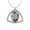Certified 19.96 Ctw Green Amethyst And Diamond I1/I2 10K White Gold Pendant