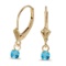 Certified 14k Yellow Gold Round Blue Topaz Lever-back Earrings