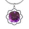 Certified 11.53 Ctw I2/I3 Amethyst And Diamond 14K White Gold Pendant