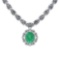 14.44 Ctw SI2/I1 Emerald And Diamond 14K White Gold Necklace