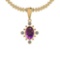 Certified 7.90 Ctw I2/I3 Amethyst And Diamond 14K Yellow Gold Pendant