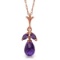 14K Solid Rose Gold Necklace with Natural Purple Amethysts