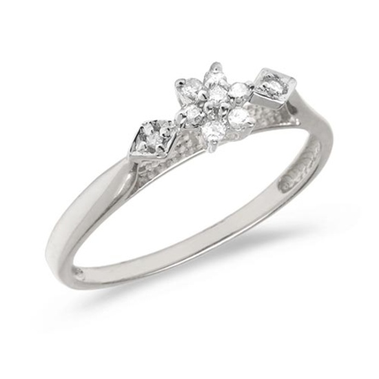 Certified 10K White Gold Diamond Cluster Ring