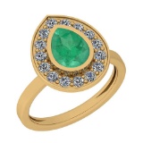 1.77 Ctw Emerald And Diamond I2/I3 14K Yellow Gold Vintage Style Ring
