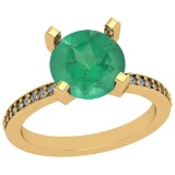 2.12 Ctw Emerald And Diamond I2/I3 14K Yellow Gold Vintage Style Ring