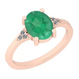 1.33 Ctw I2/I3 Emerald And Diamond 14K Rose Gold Ring