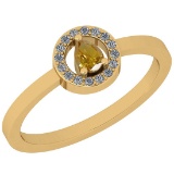 0.24 Ct Natural Yellow Diamond I2/I3And White Diamond I2/I3 10K Yellow Gold Engagement Halo Ring
