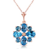 2.43 Carat 14K Solid Rose Gold Spring Blue Topaz Necklace
