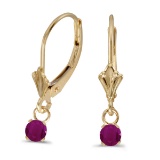 Certified 14k Yellow Gold Round Ruby Lever-back Earrings 0.6 CTW