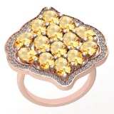 5.26 Ctw Citrine And Diamond I2/I3 10K Rose Gold Vintage Style Ring