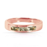 14K Solid Rose Gold Rings with Natural Green Sapphires