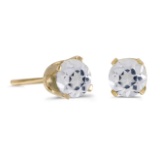 Certified 4 mm Round White Topaz Stud Earrings in 14k Yellow Gold 0.56 CTW