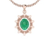 2.00 Ctw Emerald 14K Rose Gold Necklace