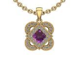 0.41 Ctw VS/SI1 Amethyst And Diamond 10K Yellow Gold Necklace