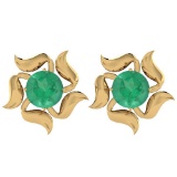 2.00 Ctw Emerald Style Prong Set 14K Yellow Gold Stud Earrings