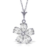 2.22 CTW 14K Solid White Gold Learn By Heart White Topaz Diamond Necklace