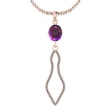 1.42 Ctw VS/SI1 Amethyst And Diamond 10K Rose Gold Necklace