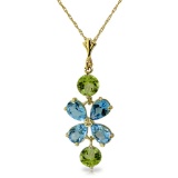 3.15 CTW 14K Solid Gold High Standards Blue Topaz Peridot Necklace