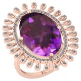 11.04 Ctw VS/SI1 Amethyst And Diamond 14k Rose Gold Victorian Style Ring