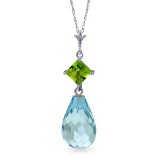 5.5 CTW 14K Solid White Gold Consciousness Pridot Blue Topaz Necklace