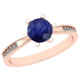 0.66 Ctw VS/SI1 Blue Sapphire And Diamond 14K Rose Gold Ring