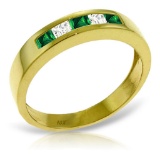 0.63 Carat 14K Solid Gold Rings Natural Emerald White Topaz