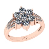 1.24 Ctw SI2/I1 Diamond Style 14K Rose Gold Flower Style Engagement Ring