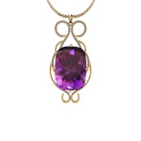 Certified 58.02 Ctw I2/I3 Amethyst And Diamond 14K Yellow Gold Pendant