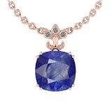 5.80 Ctw VS/SI1 Blue Sapphire And Diamond 14K White Gold Pendant