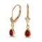 Certified 14k Yellow Gold Pear Garnet Bezel Lever-back Earrings